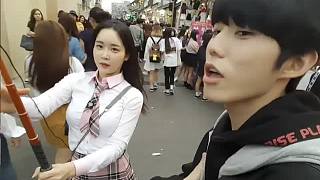 街头偶遇韩国女主播！哇哦！大家互相打打招呼吧！