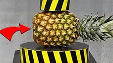 【实验】100吨液压机VS菠萝，画面超爽！