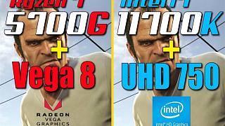 UHD 750（i7-11700K） vs Vega 8（R7 5700G） 显卡对比（1080P分